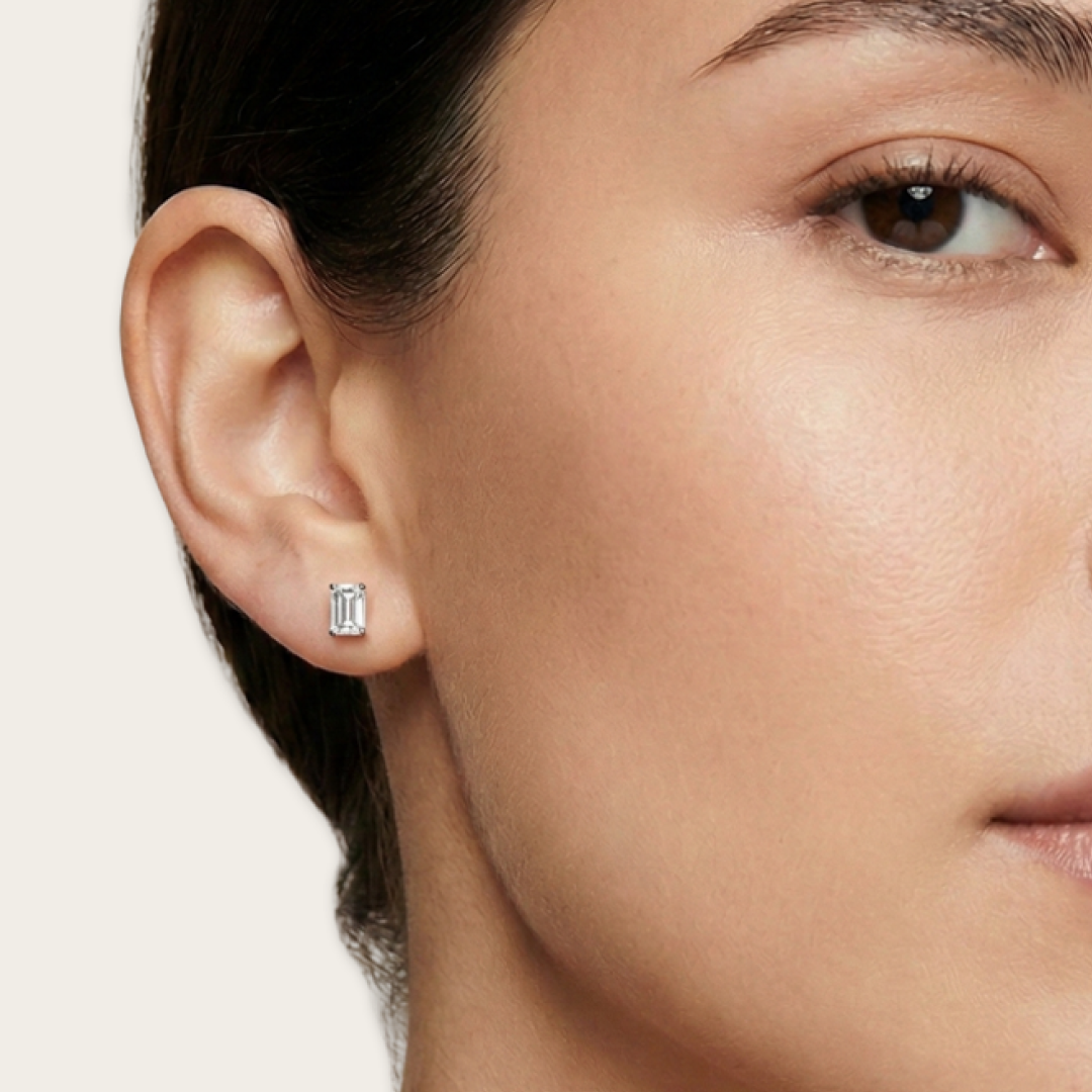 Emerald Cut Stud Earrings