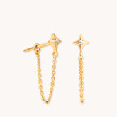 Cosmic Star Chain Stud Earrings