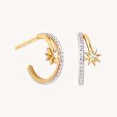 18K Gold Plated Cosmic Illusion Crystal Hoops