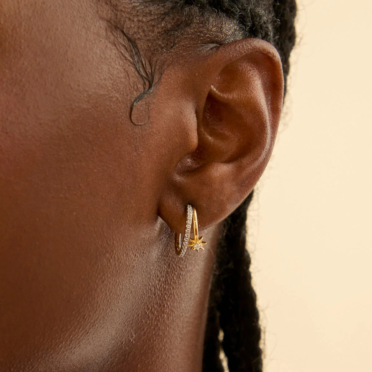 18K Gold Plated Cosmic Illusion Crystal Hoops