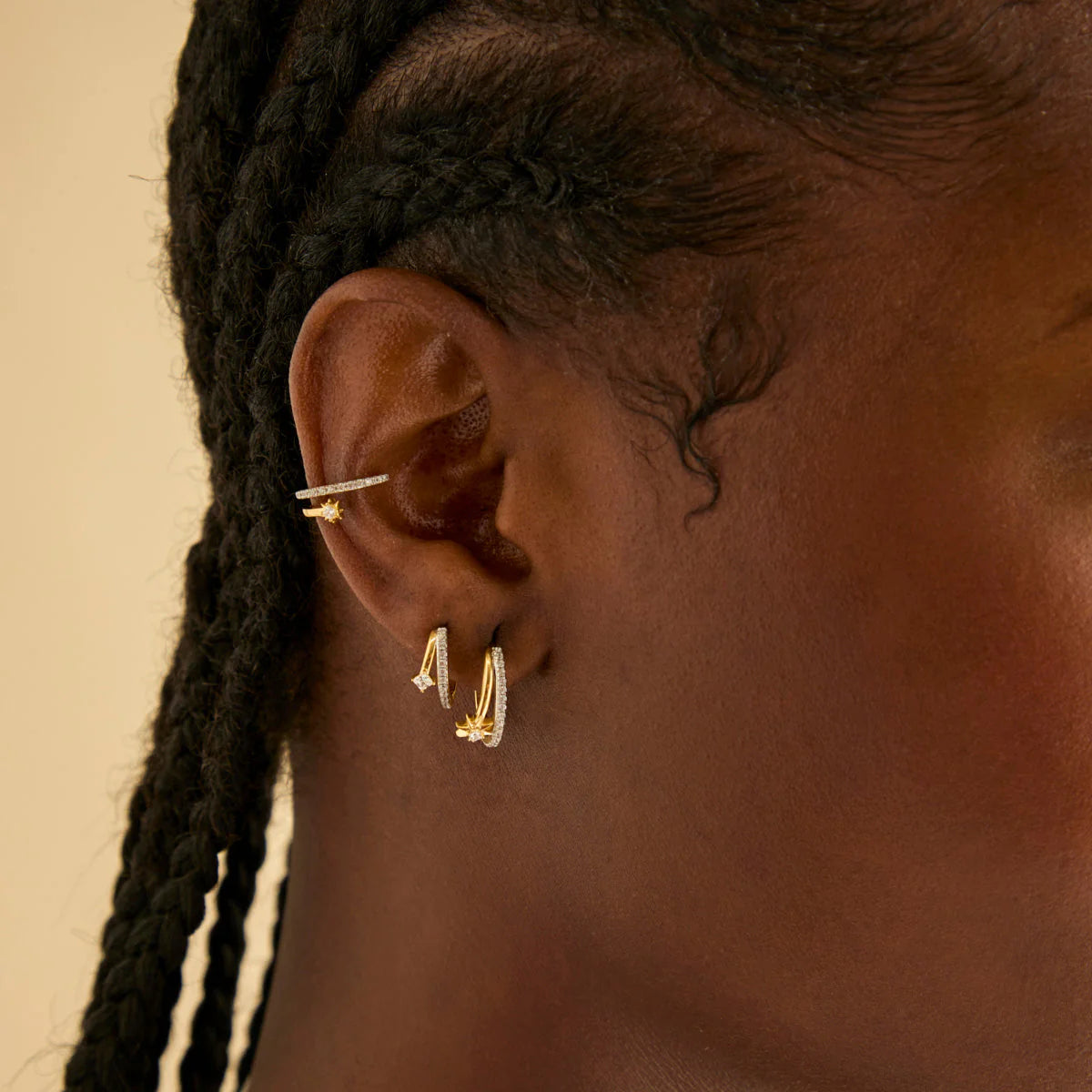 18K Gold Plated Cosmic Illusion Crystal Hoops