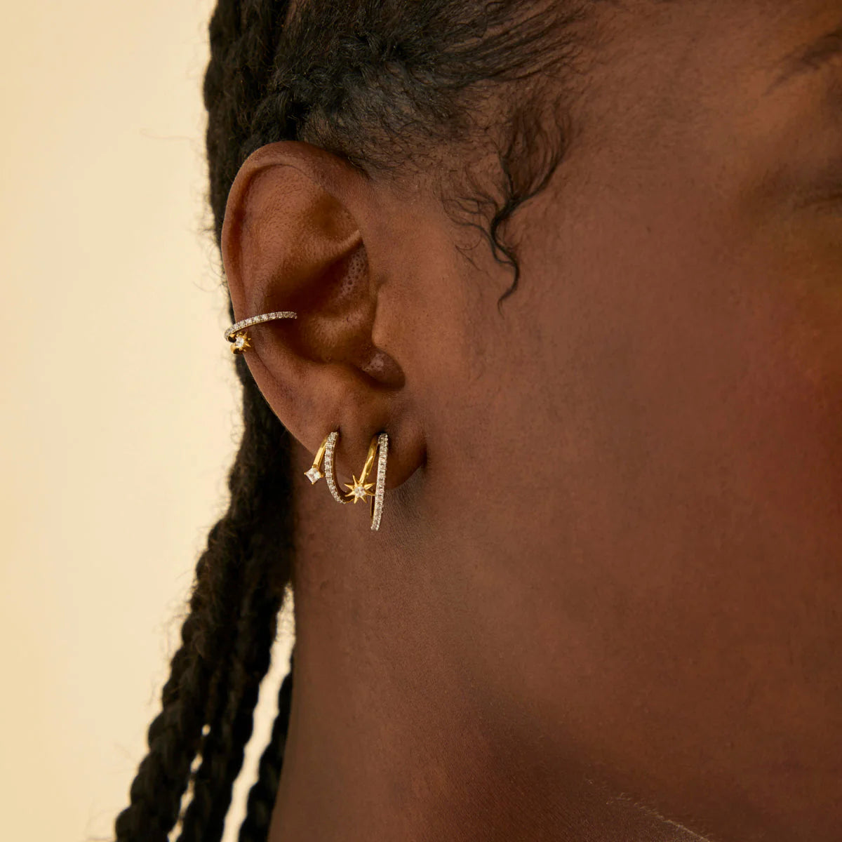18K Gold Plated Cosmic Illusion Crystal Hoops