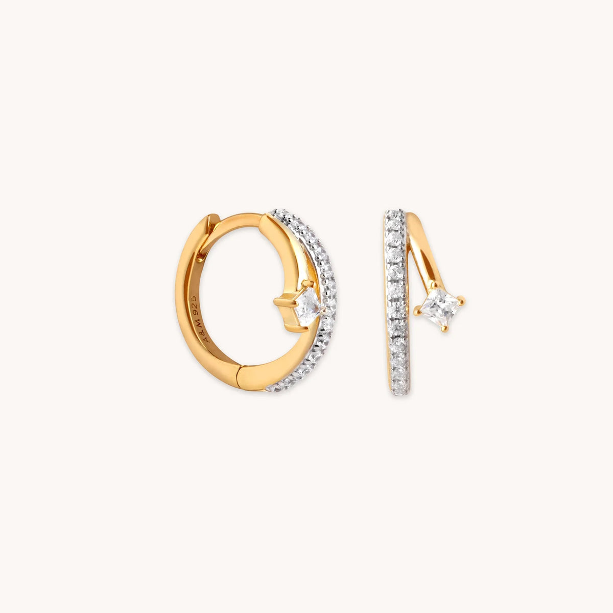 18K Gold Plated Crystal Illusion Huggies