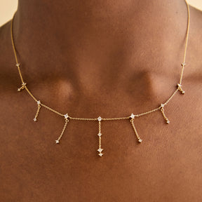 18K Gold Plated Zirconia Charm Drop Necklace