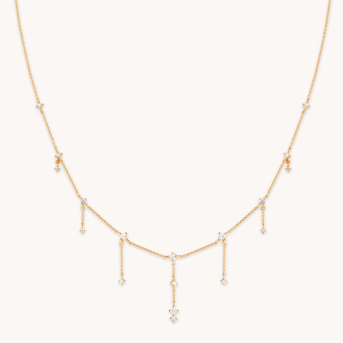 18K Gold Plated Zirconia Charm Drop Necklace
