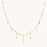 18K Gold Plated Zirconia Charm Drop Necklace