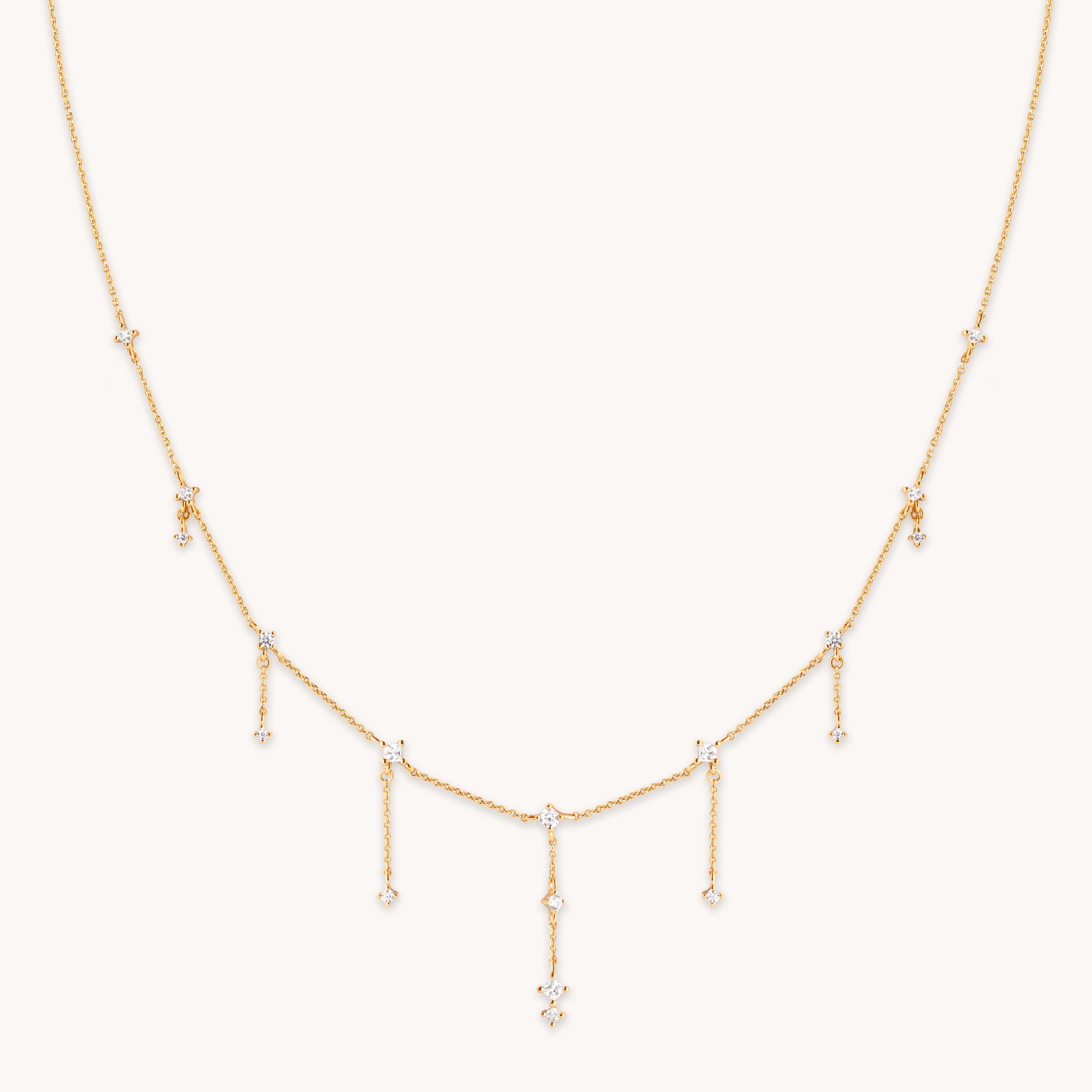 18K Gold Plated Zirconia Charm Drop Necklace