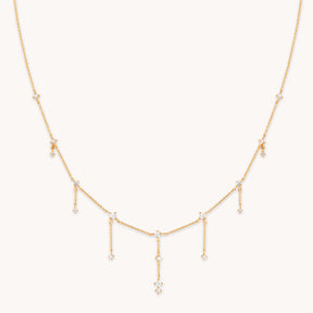 18K Gold Plated Zirconia Charm Drop Necklace