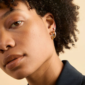 18K Gold Plated Pear Crystal Bezel Hoops