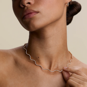 14K Gold Plated Scalloped Tennis Chain Necklace