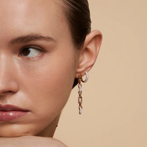 Pavé Chain Link Drop Studs in Gold