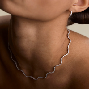 14K Gold Plated Scalloped Tennis Chain Necklace