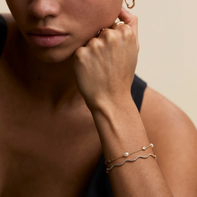 14K Gold Plated Scalloped Tennis Chain Bracelet
