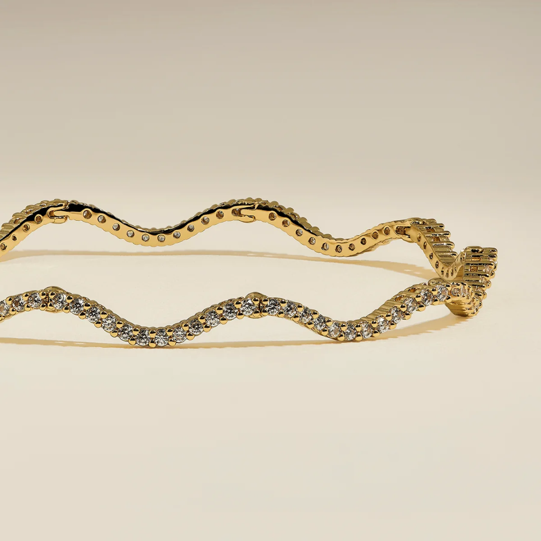 14K Gold Plated Scalloped Tennis Chain Bracelet