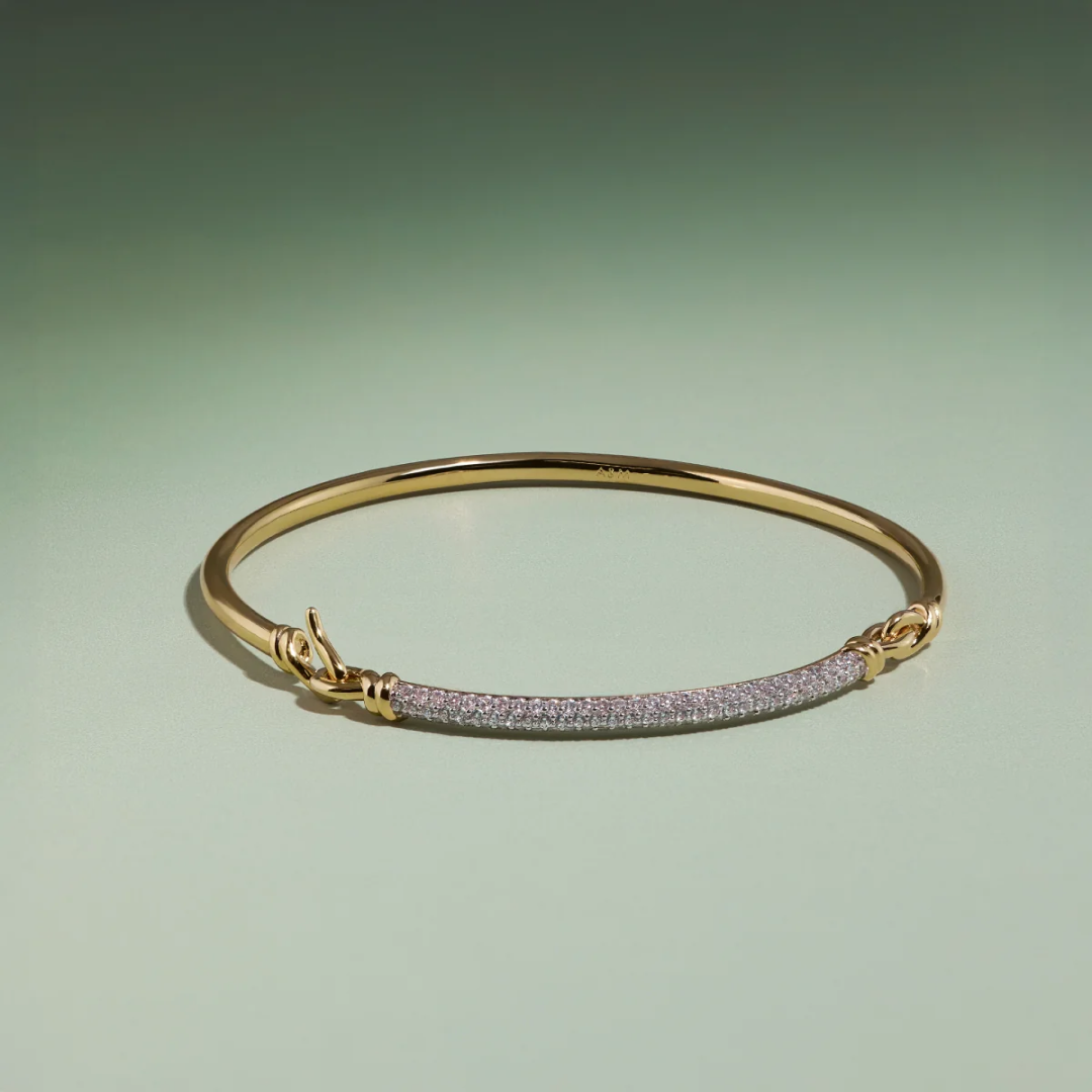 14k Gold Plated Pavé Knot Bangle
