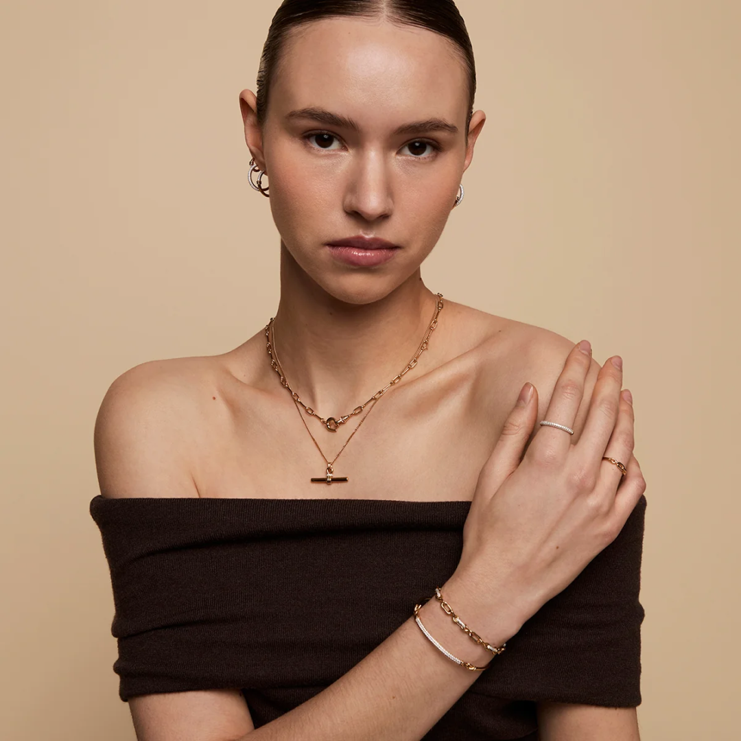 14k Gold Plated Pavé Knot Bangle