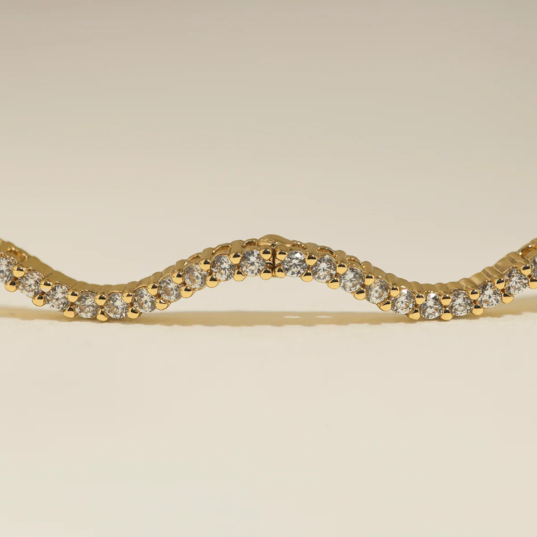 14K Gold Plated Scalloped Tennis Chain Necklace