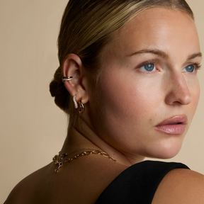 14K Gold Plated Wave Pavé Crystal Hoops