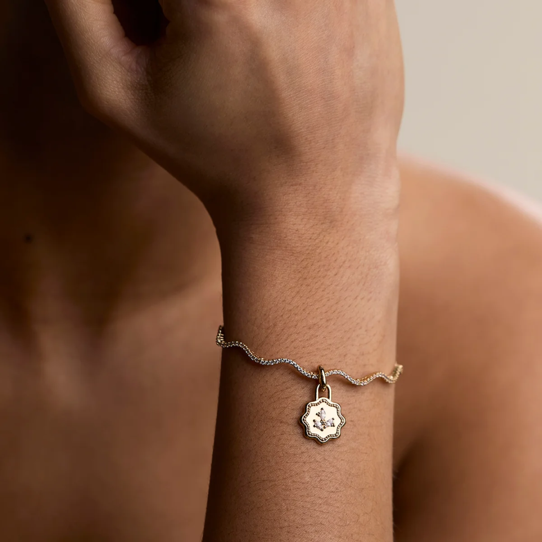 14K Gold Plated Scalloped Tennis Chain Bracelet