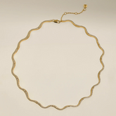 14K Gold Plated Scalloped Tennis Chain Necklace