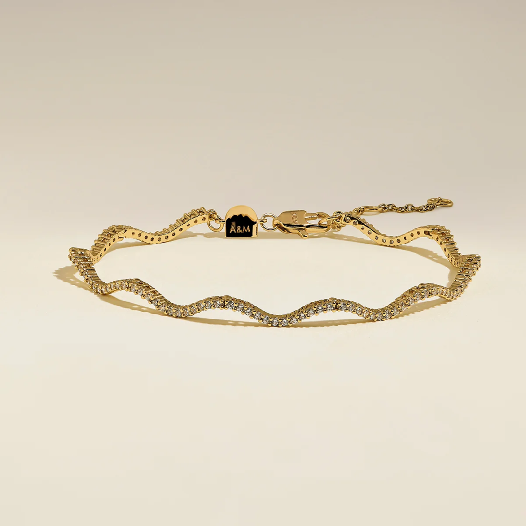 14K Gold Plated Scalloped Tennis Chain Bracelet