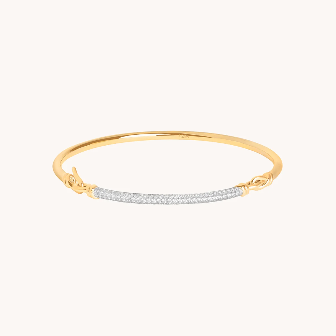 14k Gold Plated Pavé Knot Bangle