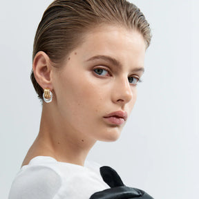 Two-Tone Baby Knot Hoop Earrings
