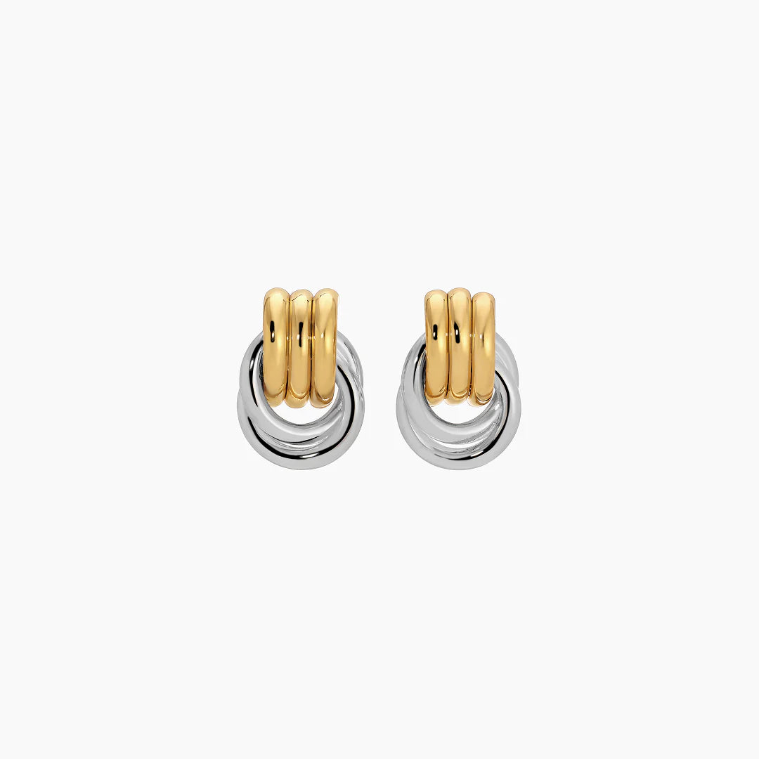 Two-Tone Baby Knot Hoop Earrings