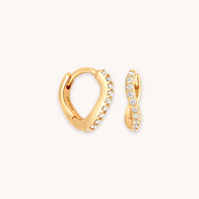 18K Gold Plated Wave Cubic Zirconia Huggies