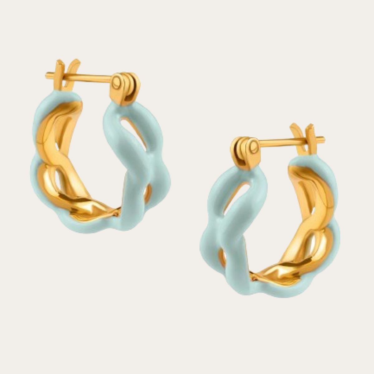 Enamel Gold Chain Link Hoop Earrings