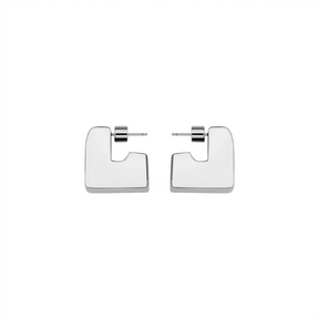 Rhodium Silver Cube Earrings