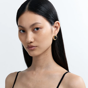 Black Enamel Prize Stud Earrings