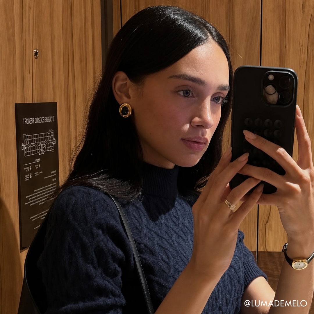 Black Enamel Prize Stud Earrings