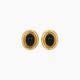 Black Enamel Prize Stud Earrings
