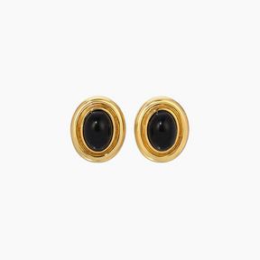 Black Enamel Prize Stud Earrings