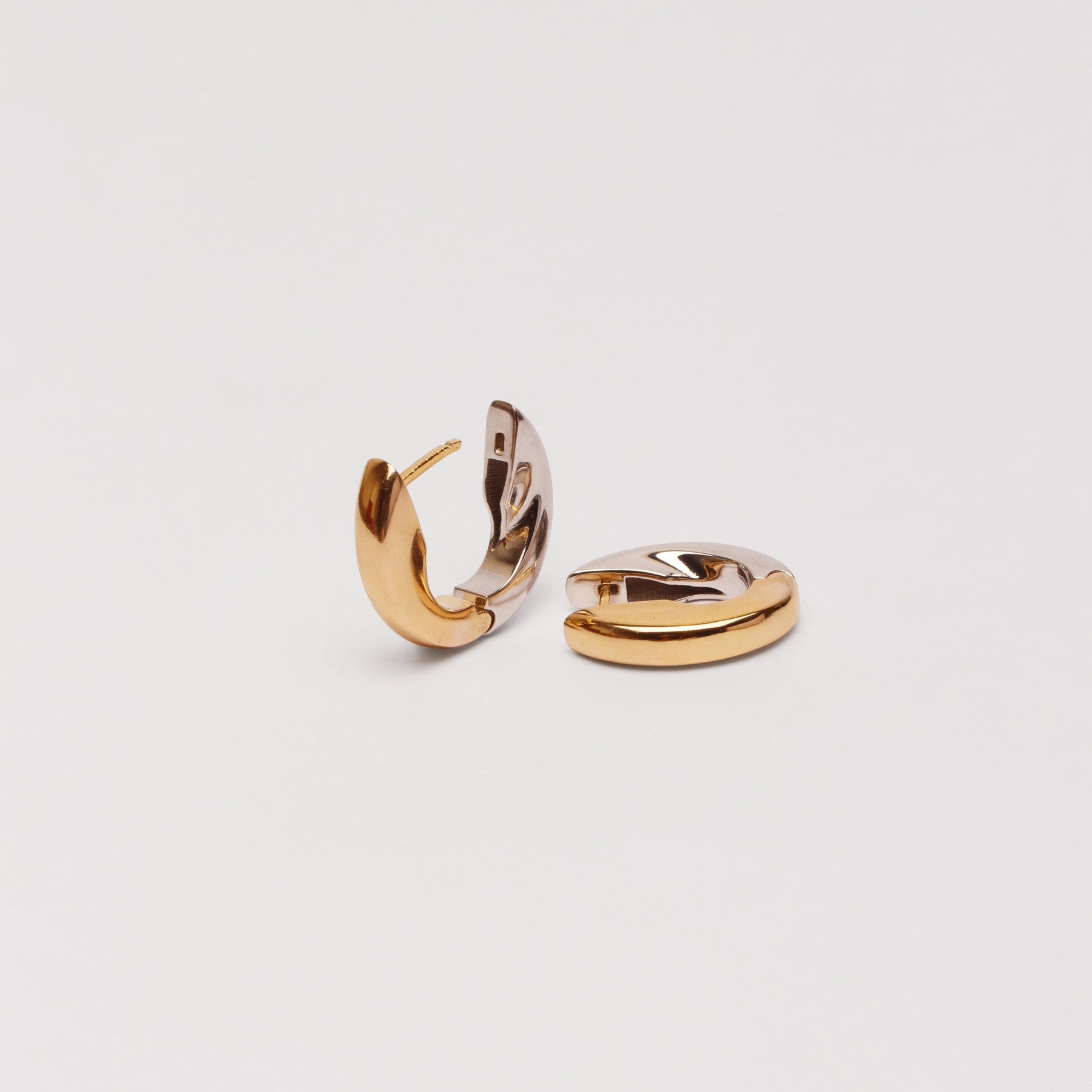 Two-Tone U-Shaped Hoop Earrings