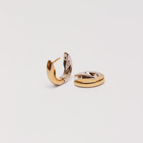 Two-Tone U-Shaped Hoop Earrings