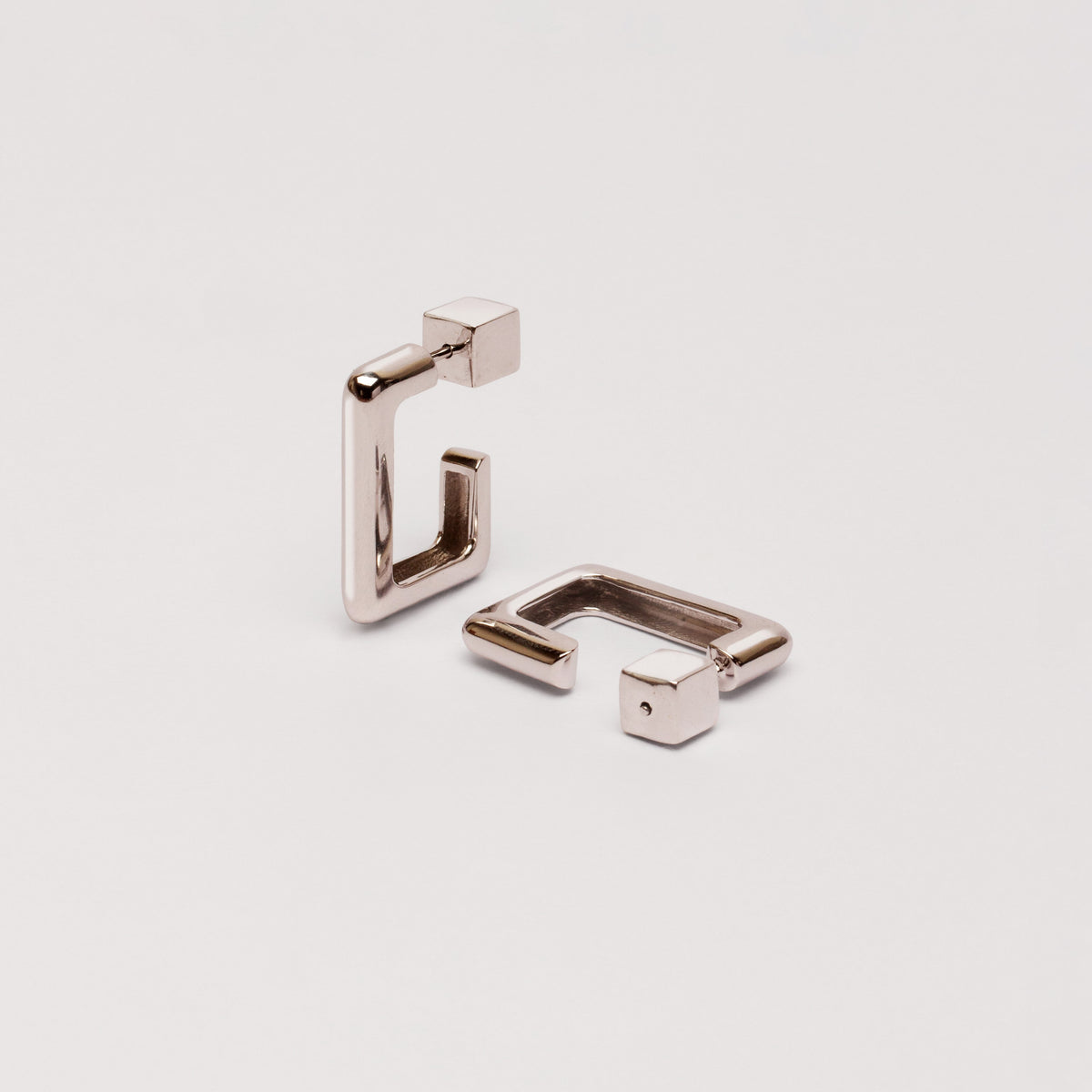 Rhodium Silver Square Hoop Earrings