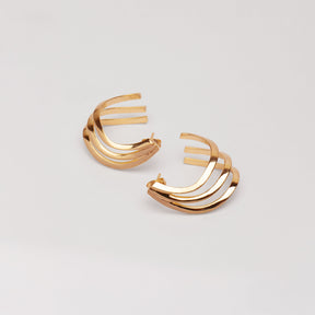 18K Gold Plated Sculpted Tri-Hoop Earrings