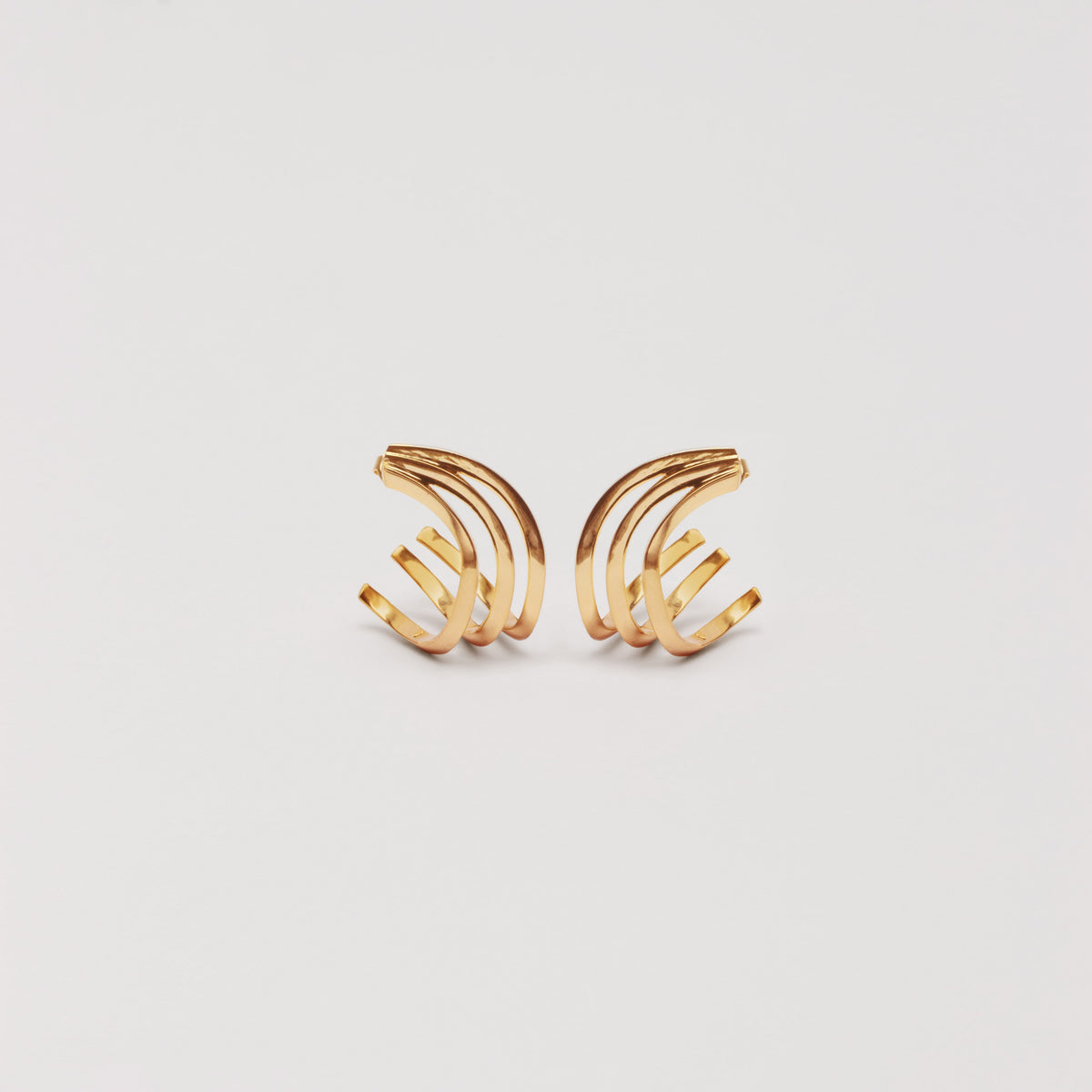 18K Gold Plated Sculpted Tri-Hoop Earrings