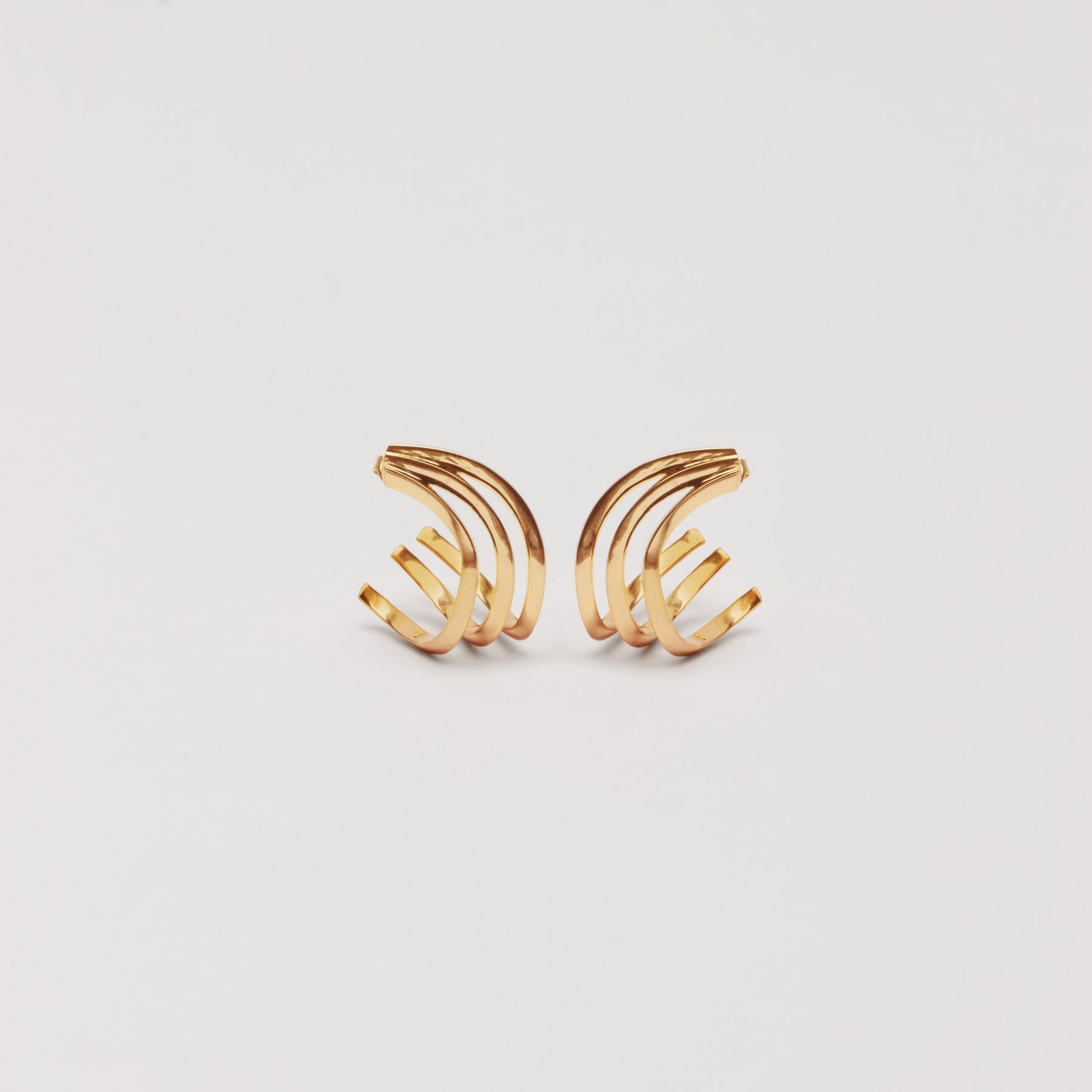 18K Gold Plated Sculpted Tri-Hoop Earrings