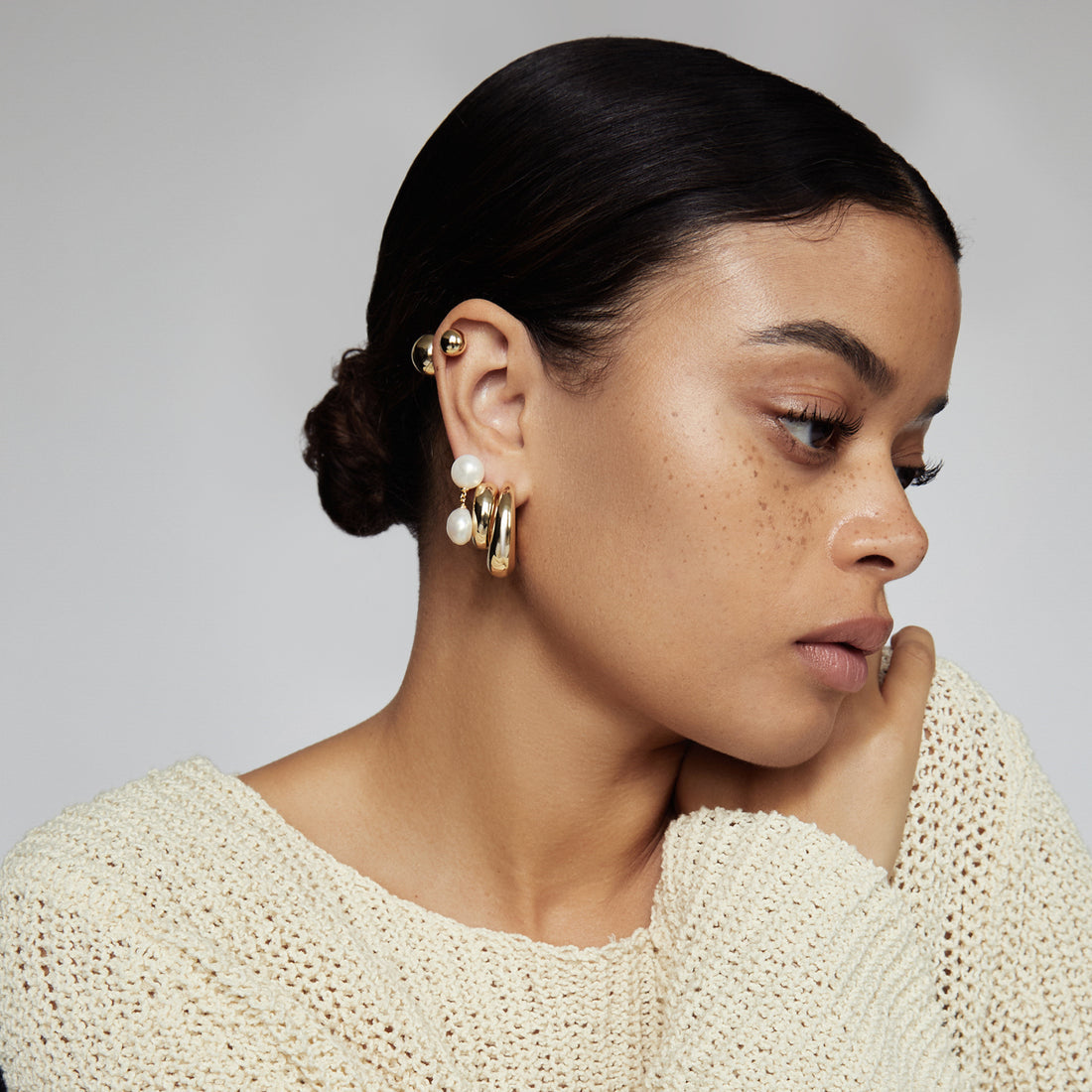 14K Gold Plated Double Ball Earrings