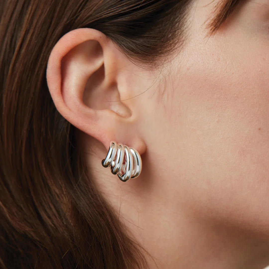 Monroe Illusion Statement Silver Hoop Earrings