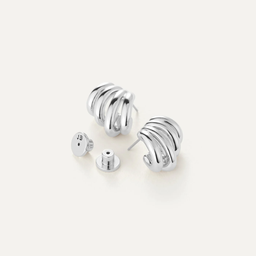 Monroe Illusion Statement Silver Hoop Earrings