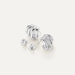 Monroe Illusion Statement Silver Hoop Earrings