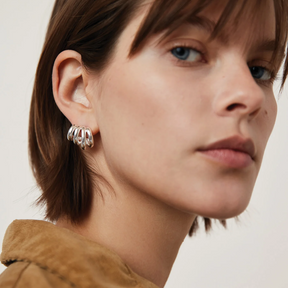 Monroe Illusion Statement Silver Hoop Earrings