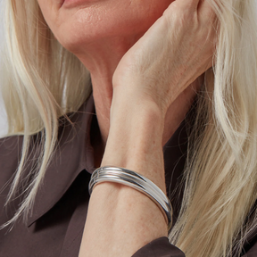 Rhodium Silver Statement Gia Bangle