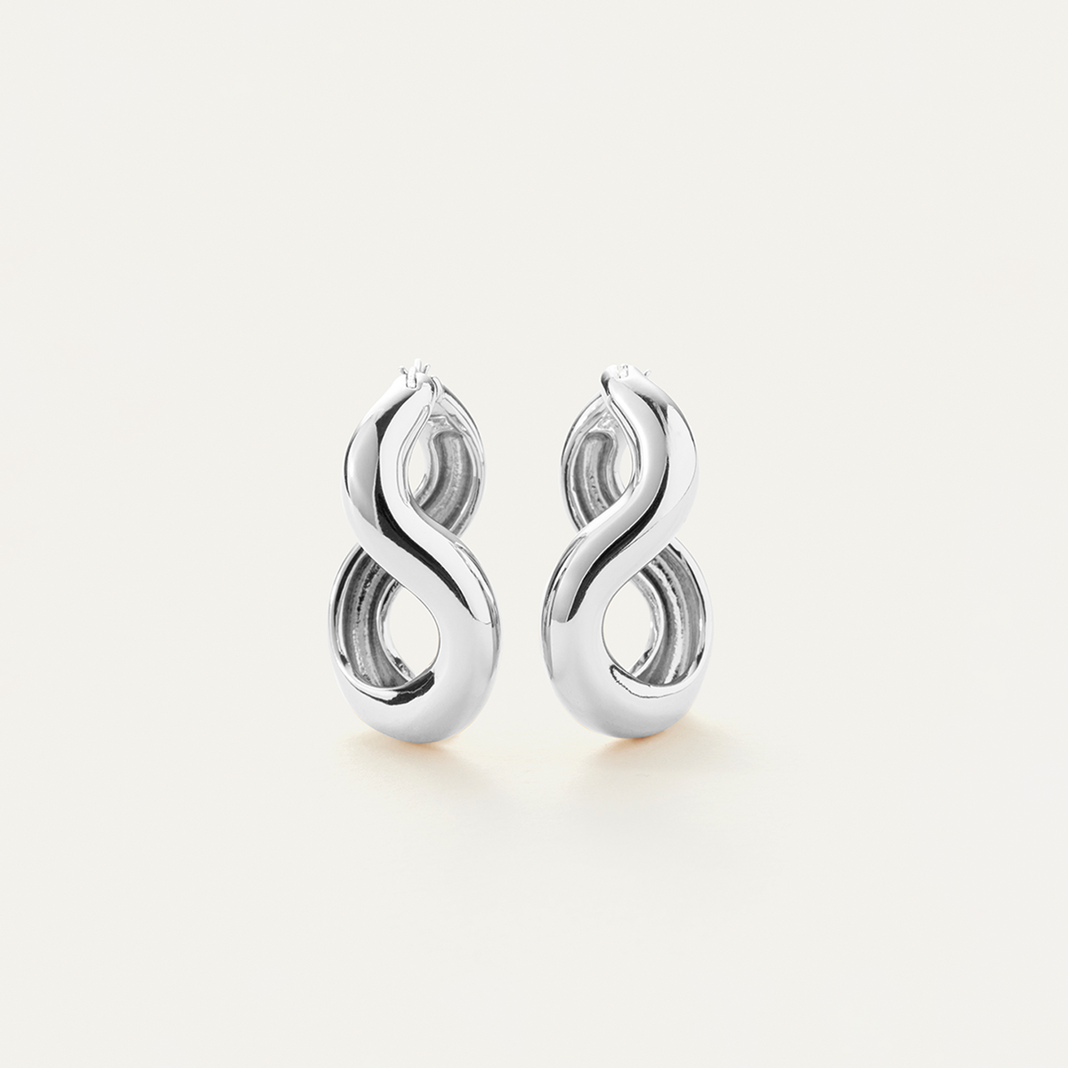 Rhodium Silver Curvy Gala Hoop Earrings