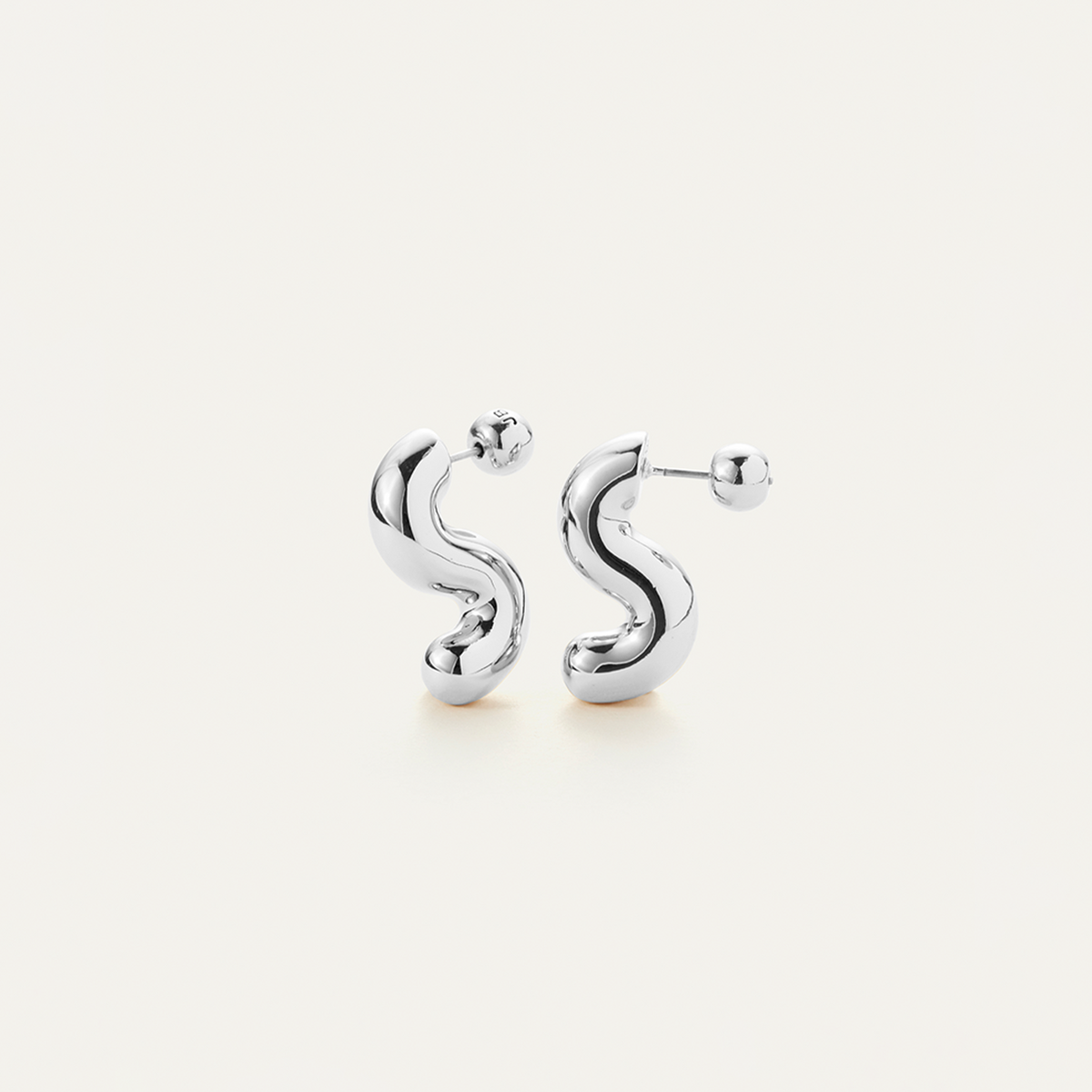 Rhodium Silver Ola S-Shaped Mini Earrings