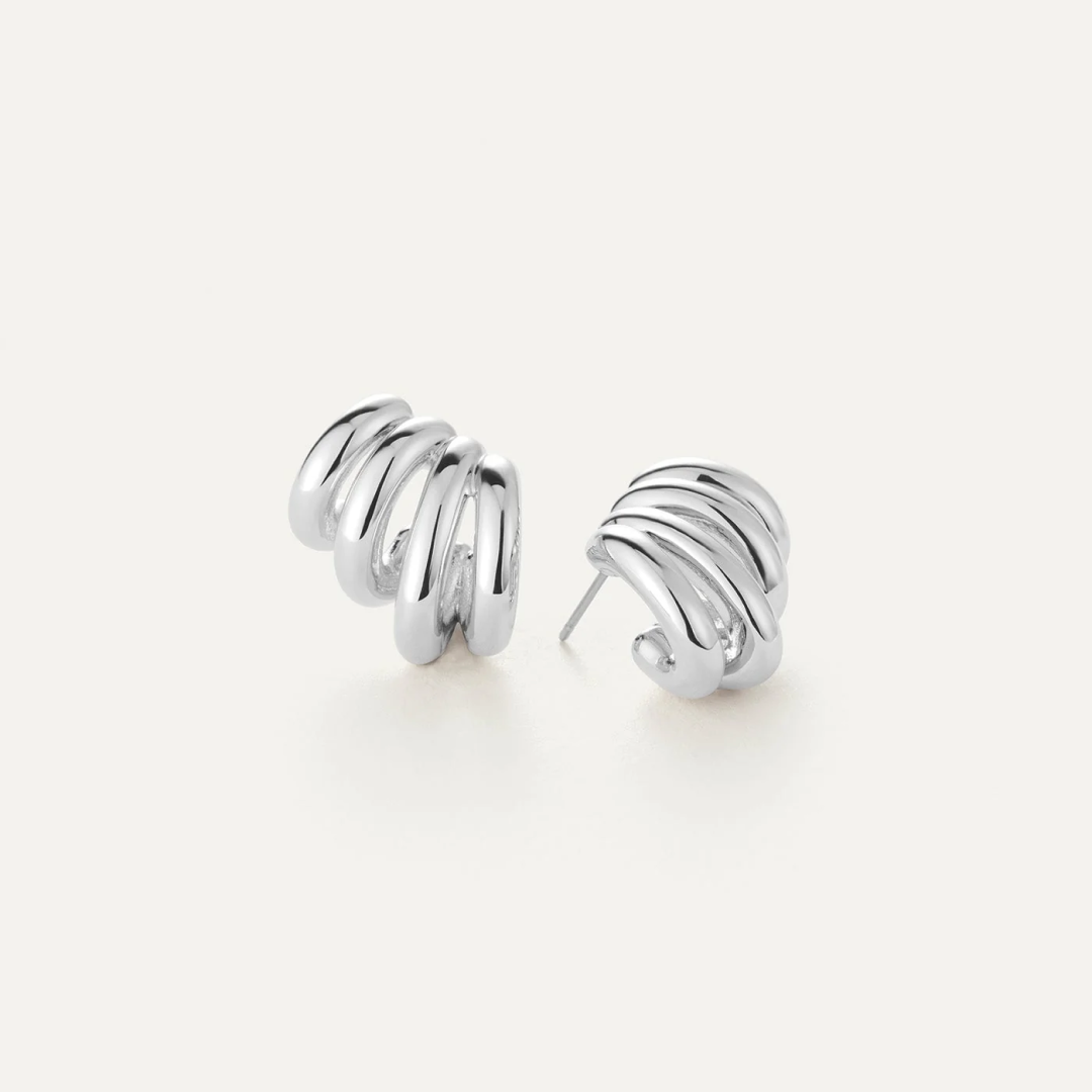 Monroe Illusion Statement Silver Hoop Earrings